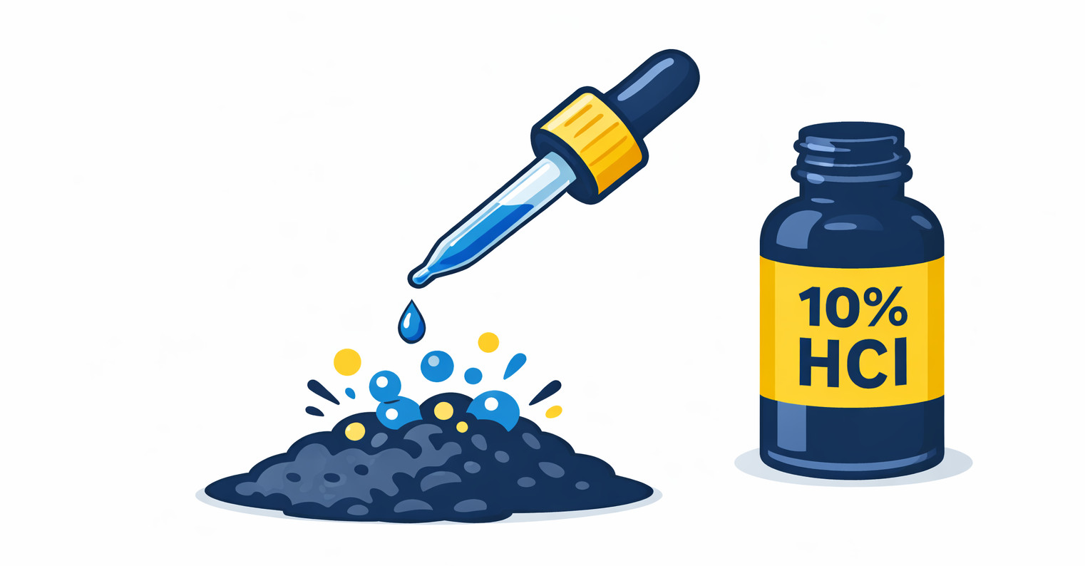 Salzsäuretest bei Böden, Illustration