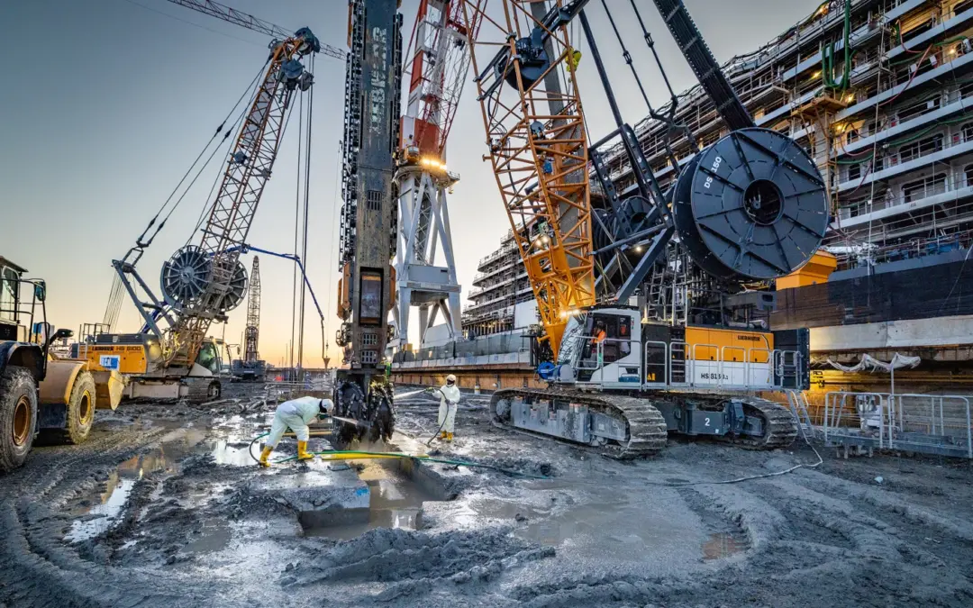 Liebherr-Geräte beim Schlitzwandbau für Mega-Trockendock im Einsatz