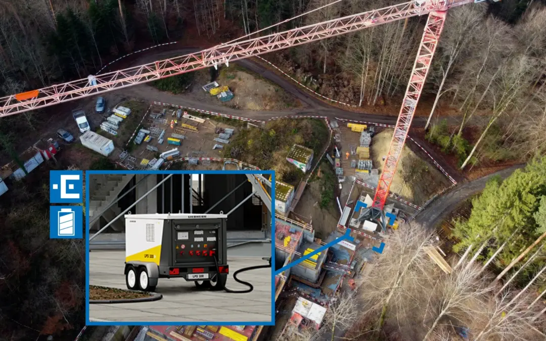 Mobiler Liebherr-Energiespeicher bei STRABAG-Baustelle im Einsatz