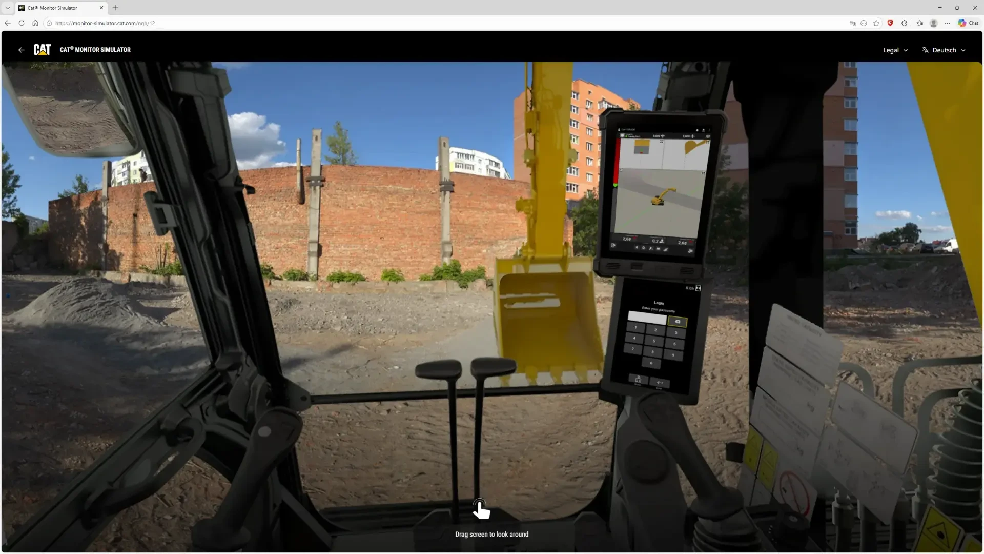 Simulation der Kabine eines Cat Kettenbaggers. Bild (c) Zeppelin